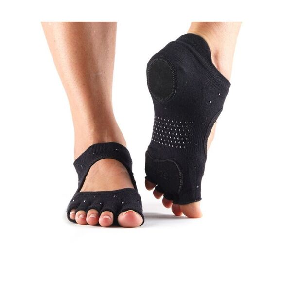 NWT ToeSox 2 Pair 1 Prima Bellarina Full Toe & 1 Plié Half Toe Black Socks SZ M - Picture 4 of 5